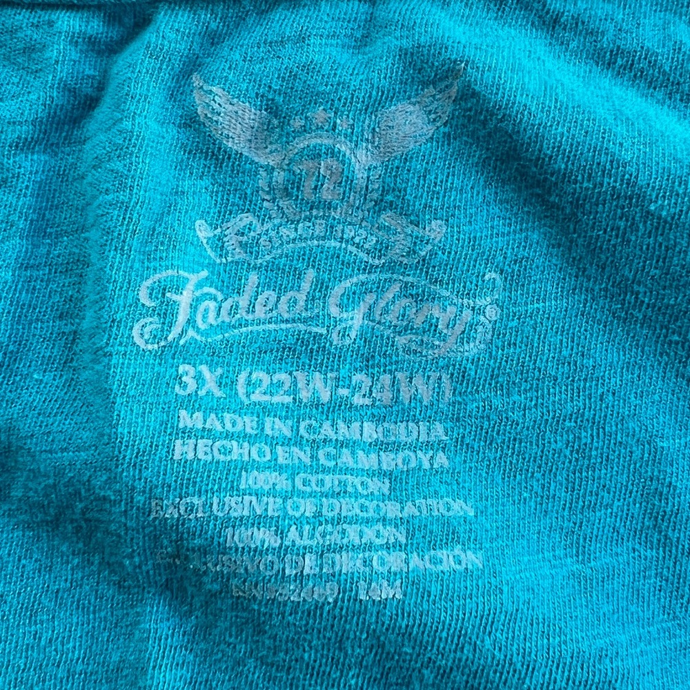 Faded Glory Cotton Turquoise short sleeve Tee - Picture 3 of 3